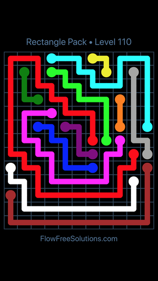 Solution and Answer to the Puzzle for Flow Free Rectangle Pack Level 110