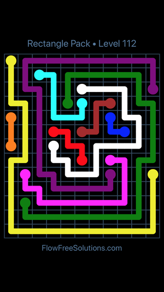 Solution and Answer to the Puzzle for Flow Free Rectangle Pack Level 112