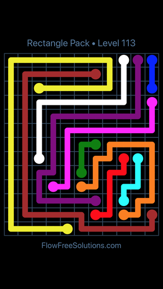 Solution and Answer to the Puzzle for Flow Free Rectangle Pack Level 113