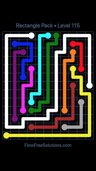 Solution and Answer to the Puzzle for Flow Free Rectangle Pack Level 115