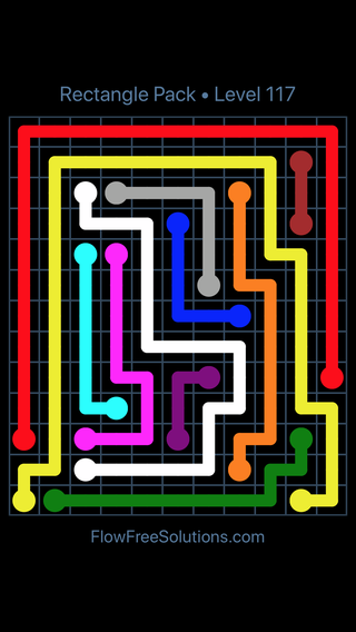 Solution and Answer to the Puzzle for Flow Free Rectangle Pack Level 117