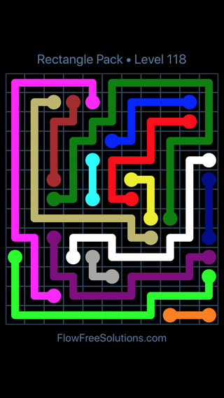 Solution and Answer to the Puzzle for Flow Free Rectangle Pack Level 118