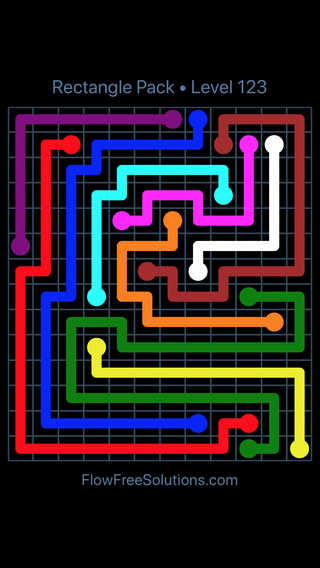Solution and Answer to the Puzzle for Flow Free Rectangle Pack Level 123