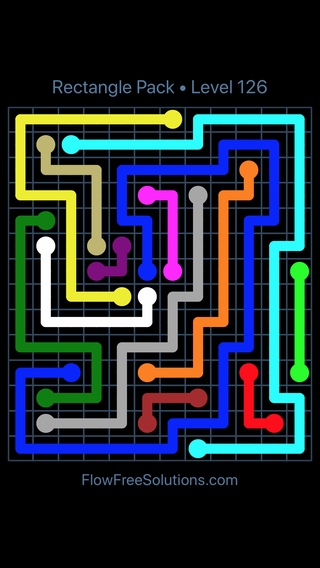 Solution and Answer to the Puzzle for Flow Free Rectangle Pack Level 126