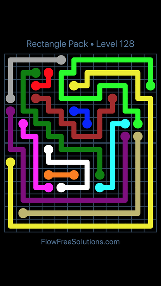Solution and Answer to the Puzzle for Flow Free Rectangle Pack Level 128