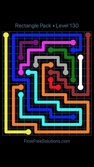 Solution and Answer to the Puzzle for Flow Free Rectangle Pack Level 130