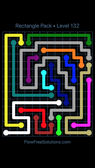 Solution and Answer to the Puzzle for Flow Free Rectangle Pack Level 132