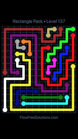 Solution and Answer to the Puzzle for Flow Free Rectangle Pack Level 137