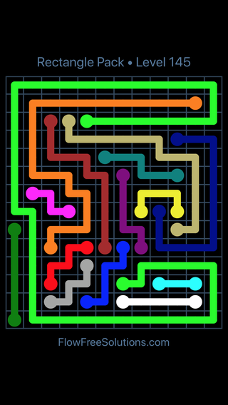 Solution and Answer to the Puzzle for Flow Free Rectangle Pack Level 145
