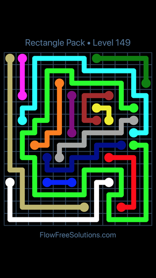 Solution and Answer to the Puzzle for Flow Free Rectangle Pack Level 149
