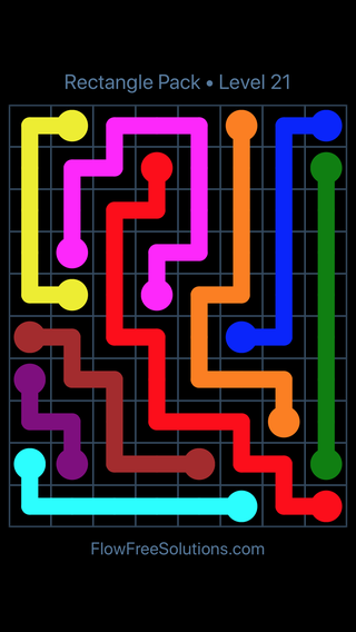 Solution and Answer to the Puzzle for Flow Free Rectangle Pack Level 21