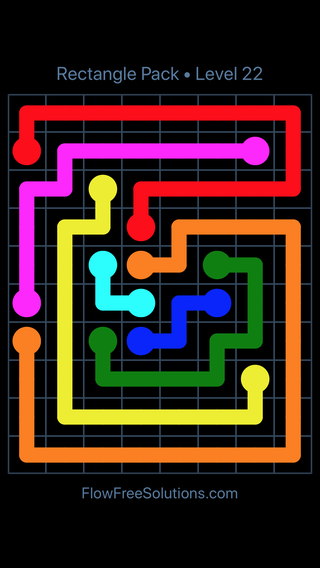 Solution and Answer to the Puzzle for Flow Free Rectangle Pack Level 22