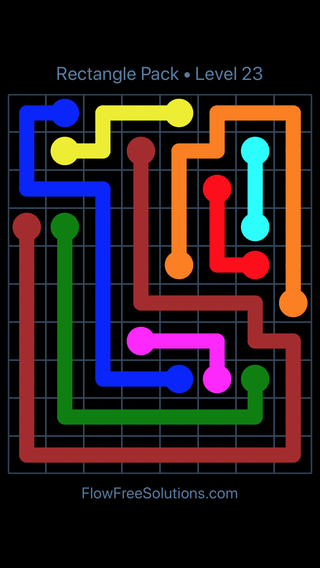Solution and Answer to the Puzzle for Flow Free Rectangle Pack Level 23