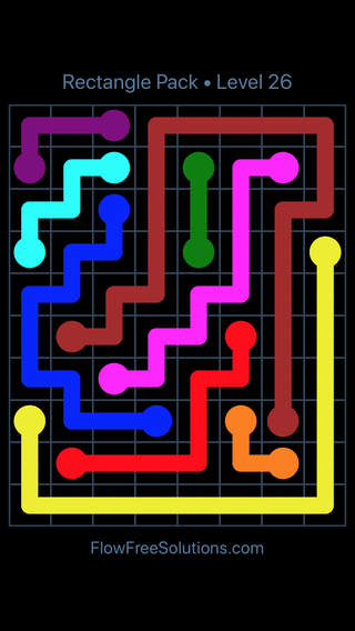 Solution and Answer to the Puzzle for Flow Free Rectangle Pack Level 26