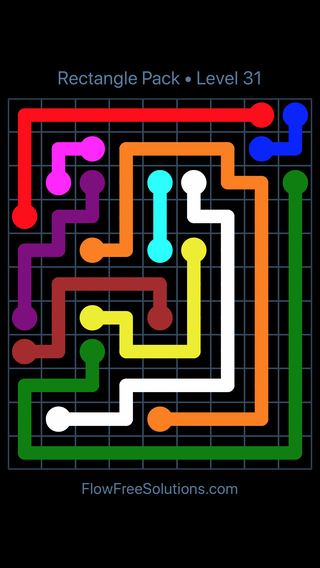 Solution and Answer to the Puzzle for Flow Free Rectangle Pack Level 31