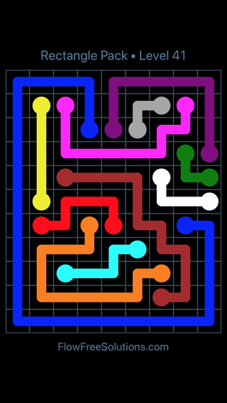 Solution and Answer to the Puzzle for Flow Free Rectangle Pack Level 41