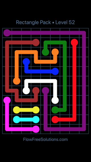 Solution and Answer to the Puzzle for Flow Free Rectangle Pack Level 52