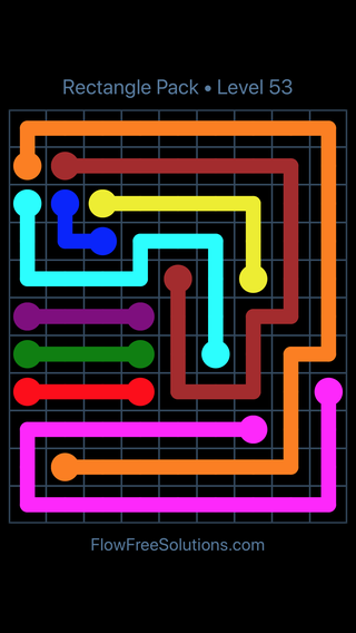 Solution and Answer to the Puzzle for Flow Free Rectangle Pack Level 53