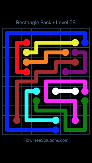 Solution and Answer to the Puzzle for Flow Free Rectangle Pack Level 58