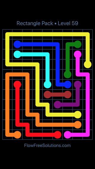 Solution and Answer to the Puzzle for Flow Free Rectangle Pack Level 59