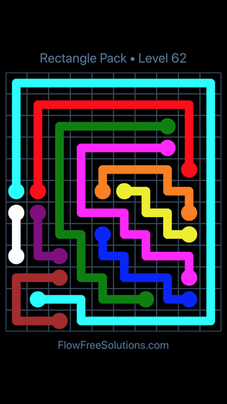 Solution and Answer to the Puzzle for Flow Free Rectangle Pack Level 62