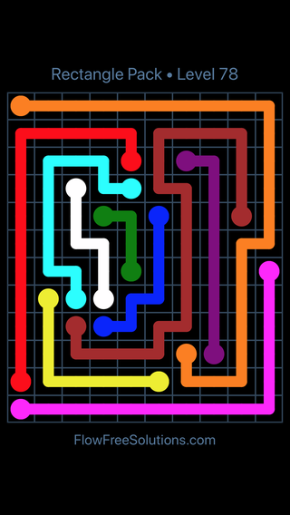 Solution and Answer to the Puzzle for Flow Free Rectangle Pack Level 78