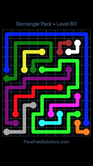 Solution and Answer to the Puzzle for Flow Free Rectangle Pack Level 80