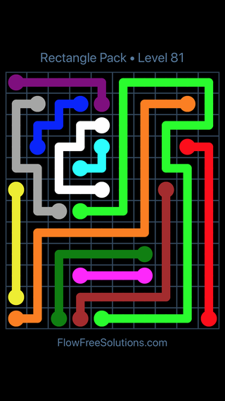 Solution and Answer to the Puzzle for Flow Free Rectangle Pack Level 81