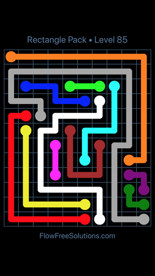 Solution and Answer to the Puzzle for Flow Free Rectangle Pack Level 85