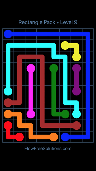 Solution and Answer to the Puzzle for Flow Free Rectangle Pack Level 9