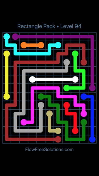 Solution and Answer to the Puzzle for Flow Free Rectangle Pack Level 94