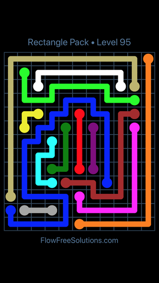 Solution and Answer to the Puzzle for Flow Free Rectangle Pack Level 95