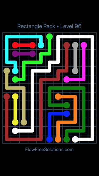 Solution and Answer to the Puzzle for Flow Free Rectangle Pack Level 96