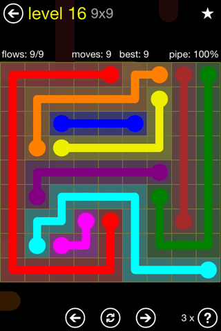 Flow Free Solutions - Flow Regular Pack Set 9x9 Level 16