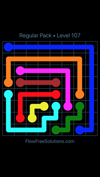Solution and Answer to the Puzzle for Flow Free Regular Pack Level 17