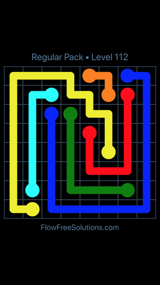 Solution and Answer to the Puzzle for Flow Free Regular Pack Level 22