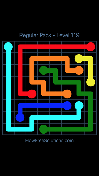 Solution and Answer to the Puzzle for Flow Free Regular Pack Level 29