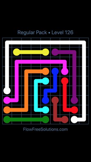 Solution and Answer to the Puzzle for Flow Free Regular Pack Level 6