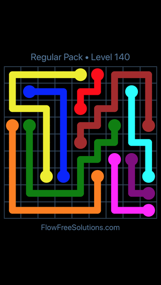 Solution and Answer to the Puzzle for Flow Free Regular Pack Level 20