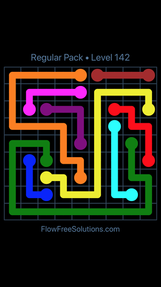 Solution and Answer to the Puzzle for Flow Free Regular Pack Level 22