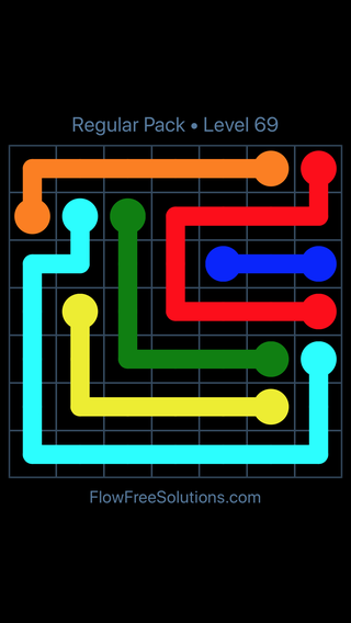 Solution and Answer to the Puzzle for Flow Free Regular Pack Level 9