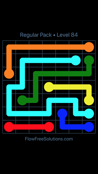 Solution and Answer to the Puzzle for Flow Free Regular Pack Level 24
