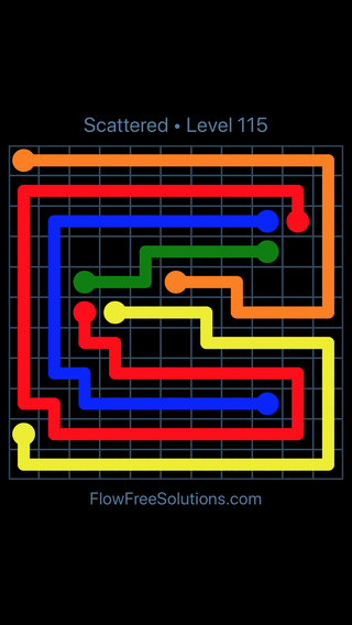 Solution and Answer to the Puzzle for Flow Free Scattered Pack Level 115