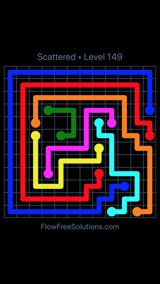 Solution and Answer to the Puzzle for Flow Free Scattered Pack Level 149