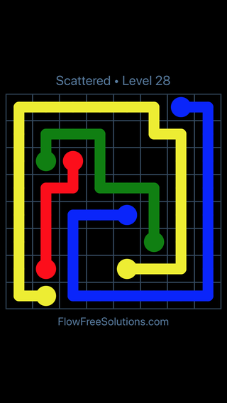 Solution and Answer to the Puzzle for Flow Free Scattered Pack Level 28