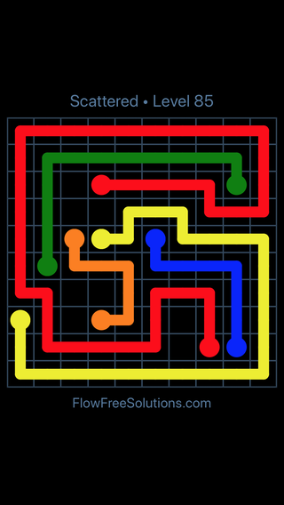Solution and Answer to the Puzzle for Flow Free Scattered Pack Level 85