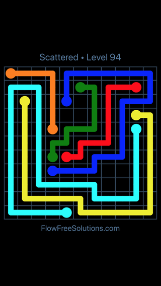 Solution and Answer to the Puzzle for Flow Free Scattered Pack Level 94