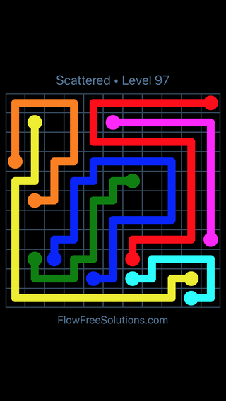 Solution and Answer to the Puzzle for Flow Free Scattered Pack Level 97