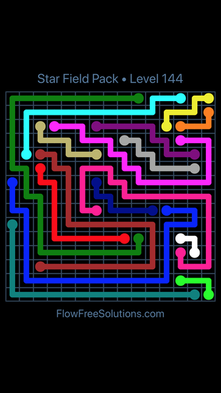 Solution and Answer to the Puzzle for Flow Free Star Field Pack 15 X 15 Level 144
