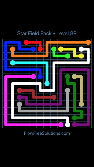 Solution and Answer to the Puzzle for Flow Free Star Field Pack 13 X 13 Level 89